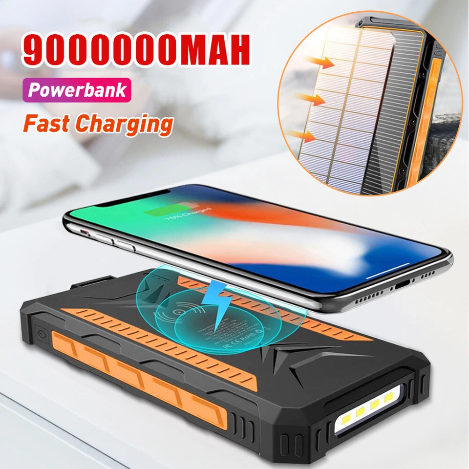 9000000mAh 太阳能移动电源 外置电池 备用充电器 快速充电 4 USB — 第 3/4 张图片