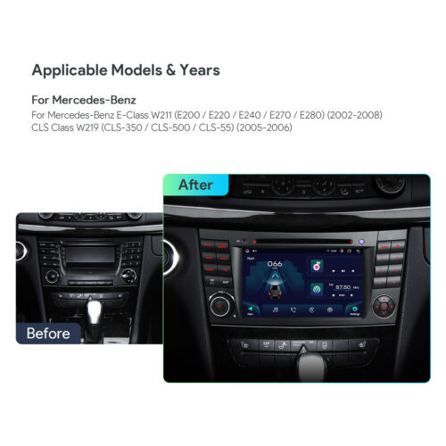 7" Autoradio Android 14 GPS 4G 8Kern CarPlay DVD DSP für Mercedes W211 E400/E500 - Bild 7 von 24