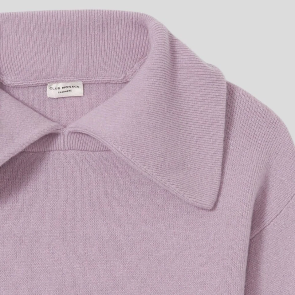 Pullover Club Monaco Cachemira Doble Cara Tejido Periwinkle Cuello Johnny Para Mujer S Foto 4 de 4