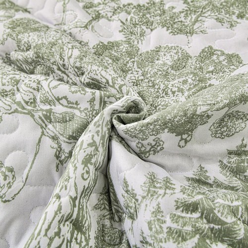 WONGS Queen 3-Pc Botanical Quilt Set-Toile Floral Microfiber Coverlet All Season - Picture 96 of 103