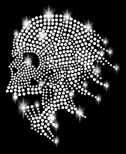 Strasssteine Totenkopf Skull Schädel Bügelbild Geist hotfix Applikation silber - Bild 1 von 2
