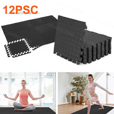 Gym Flooring Rubber Floor Mats Interlocking Foam Tiles Garage Fitness Exercise