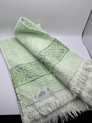 Vintage Cannon Brand Towels Cannon Monticello Green Sculpted Fringe Bath  Face Hand Towel Vintage