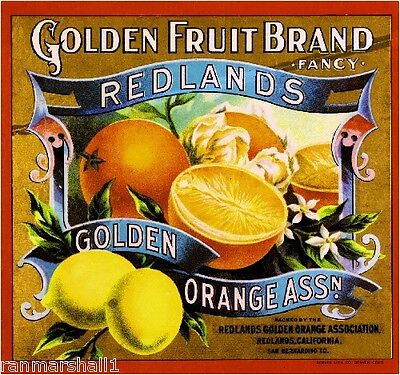 Redlands San Bernardino County Ski Orange Citrus Fruit Crate Label Art Print