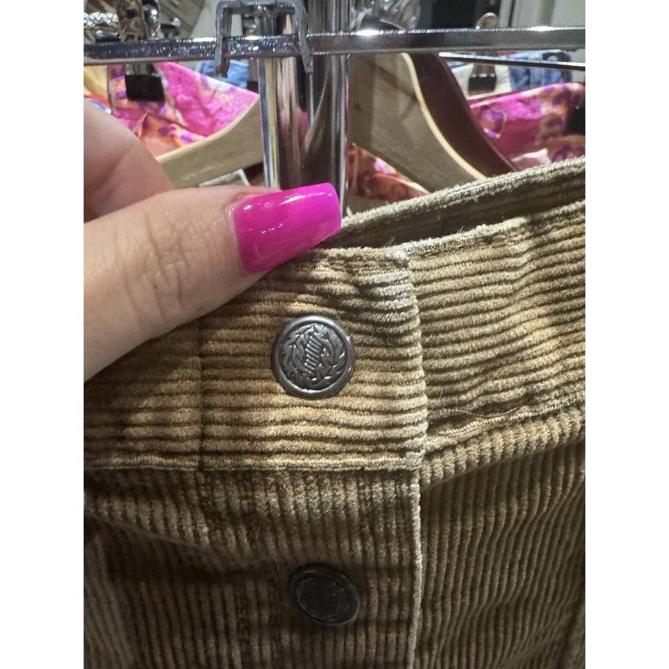 Falda acampanada vintage años 70 Zayre marrón pana cintura alta abotonada talla 10 Foto 3 de 4