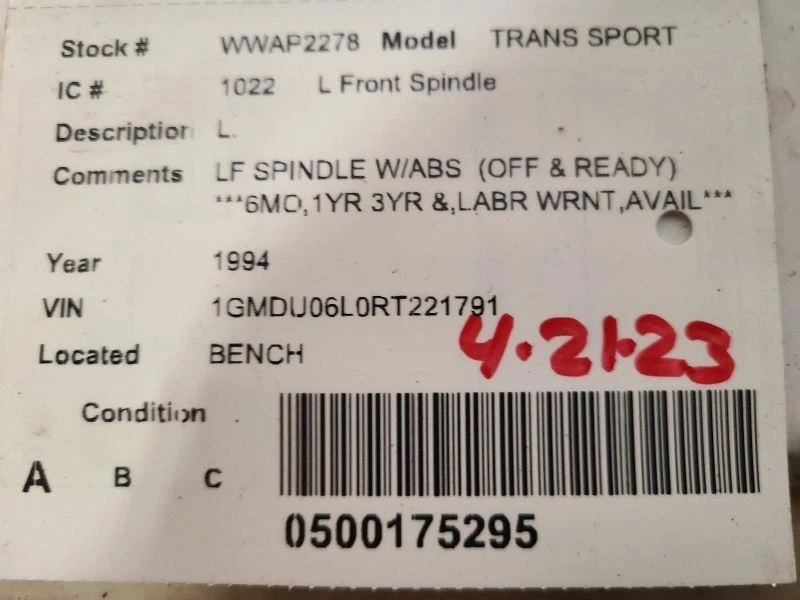 Eixo/junta frontal esquerda do driver compatível com 94-96 Lumina Van 1973697 - Imagem 4 de 4