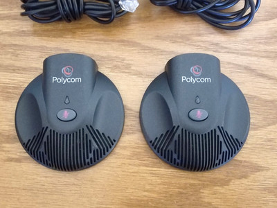 Set of (2) Polycom SoundStation Series 2W Extended Microphnes 2201-67840