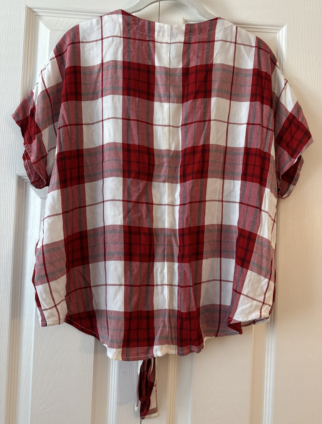 Universal Thread Red White Plaid Button Front Tie… - image 2