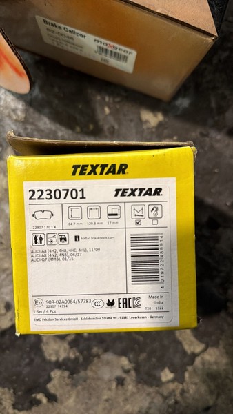 Textar 2230701 BremsbeläGe Hinten FüR A6 C8 A7 A8 D4 D5 E-TRON Q7 Q8 Urus-image
