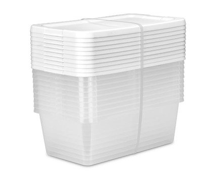 Sterilite 6 Qt Clear Storage Bin, Snap-on White Lid, 10-Pack, Stackable Plastic