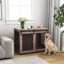 PawHut Hundek&auml;fig M&ouml;bel, Hundebox mit 2 verschlie&szlig;baren T&uuml;ren