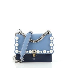 NEW FENDI KAN I PEARL EMBELLISHED SMALL LEATHER BAG