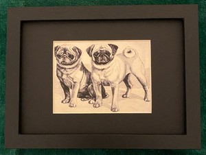 Pug MATTED | FRAMED | READY TO GIFT - 1986 Vintage Dog Art Print