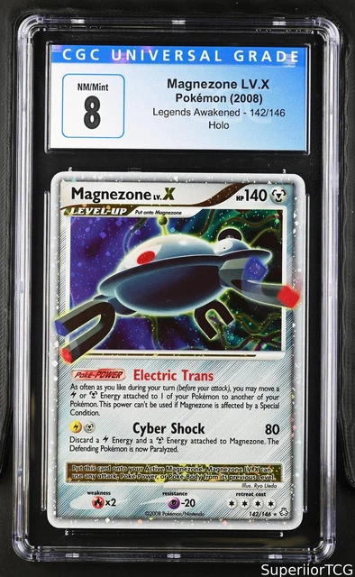Magnezone LV.X 142/146 Holo Legends Awakened Pokemon CGC 8 NM MULTI SWIRLS🌀