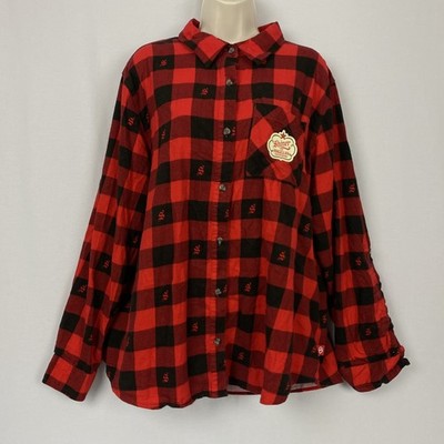 Magellan x Shiner Flannel Shirt Womens XXL Buffalo Plaid Red Black Cabincore
