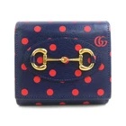 Auth GUCCI Horsebit Bifold Wallet Navy/Red Leather/Goldtone - e61985i