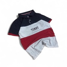 Tommy Hilfiger Colorblock Polo Navy Grey Red TOMMY Logo Size 7 KidsPoloShirt