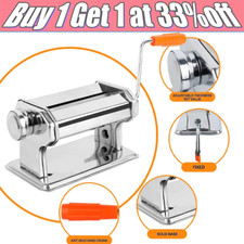 Manual Stainless Steel Pasta Maker Machine Adjustable Noodle Rollers & Cutter