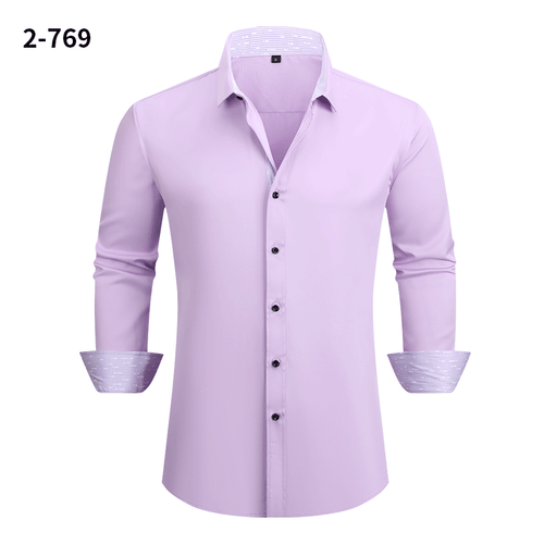 New Men's Elastic Dress Shirts Formal Business Long Sleeves Casual Shirts Tops - Picture 19 of 28
