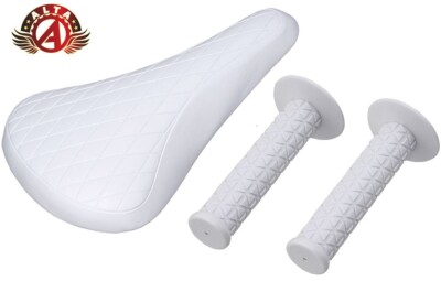 ALTA White Diamond Saddle & White Triangle Grips BMX BIKES.