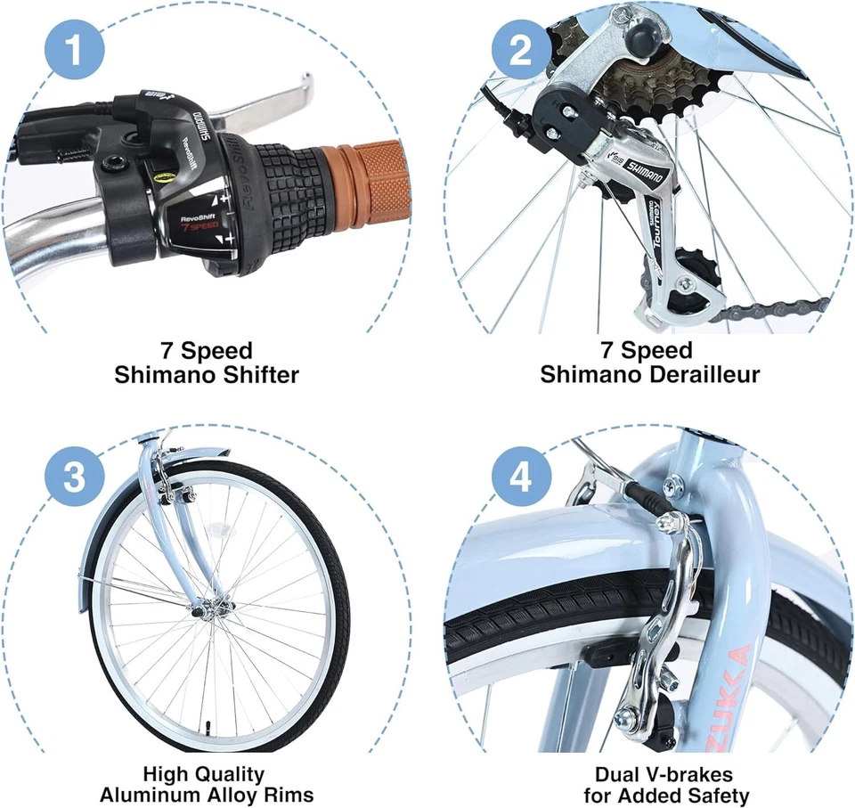 Bicicleta Cruiser para Adultos de 26 Pulgadas Marco de Acero Bicicleta Cith Bicicleta para Damas Foto 3 de 4