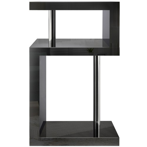 Mesa de centro lateral de alto brillo de 2 niveles mesa de cabecera con luz LED sala de estar - Imagen 20 de 43