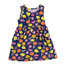 Wonder Nation Girls Size 4T Summer Dress Purple With Fruit Pattern