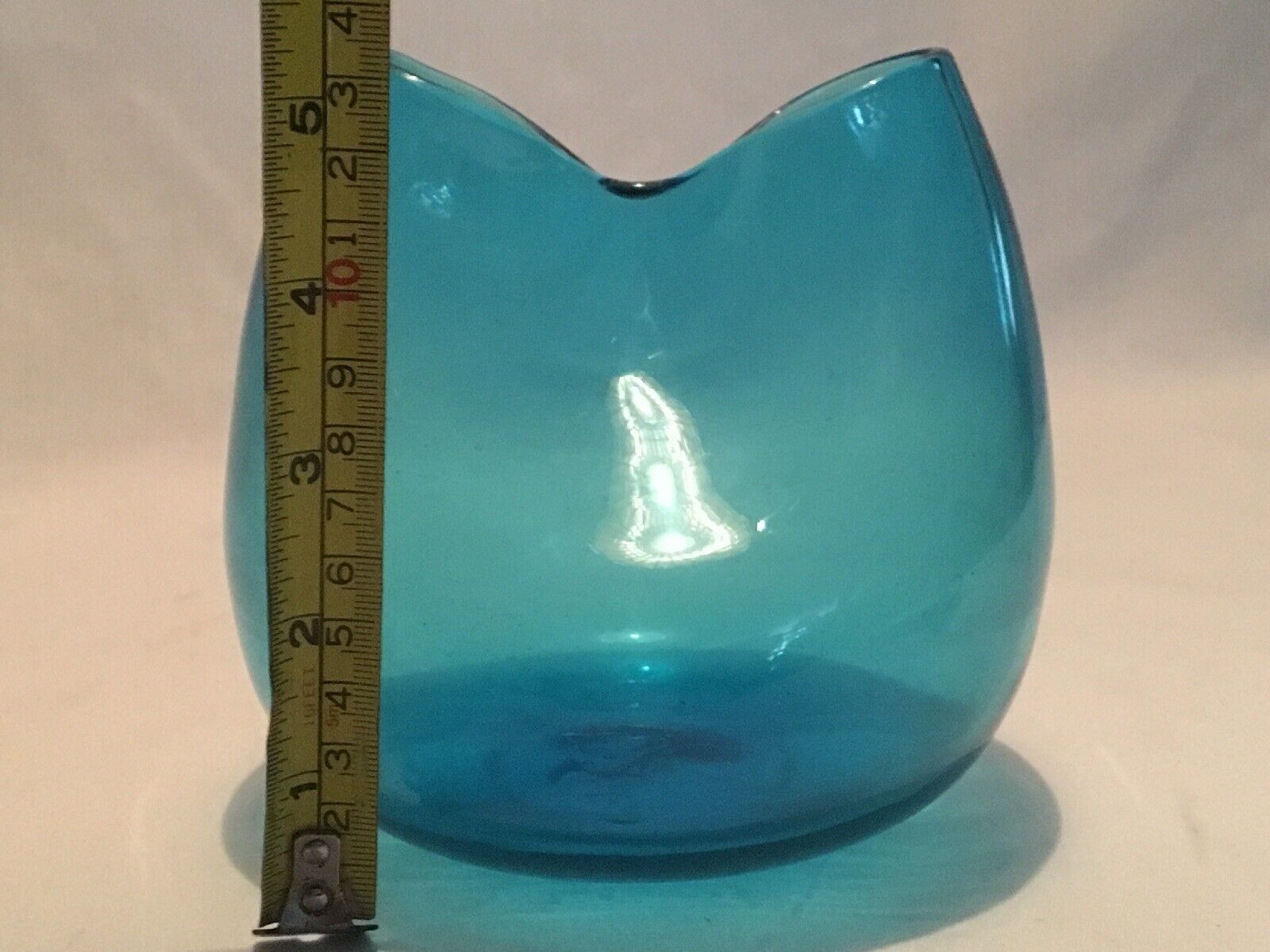 Blenko 39 Winslow Anderson Ivy Pinched Vase Mid Century Modern Art Glass  Teal