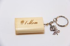 Pine Wooden Keychain Laser Engraved, Personalize, Your Own Name, Kids, Logo