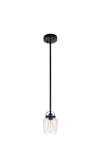 Craftmade Trystan 1 Light Mini Pendant, Flat Black/Clear - 53591-FB - 第 1/4 張圖片