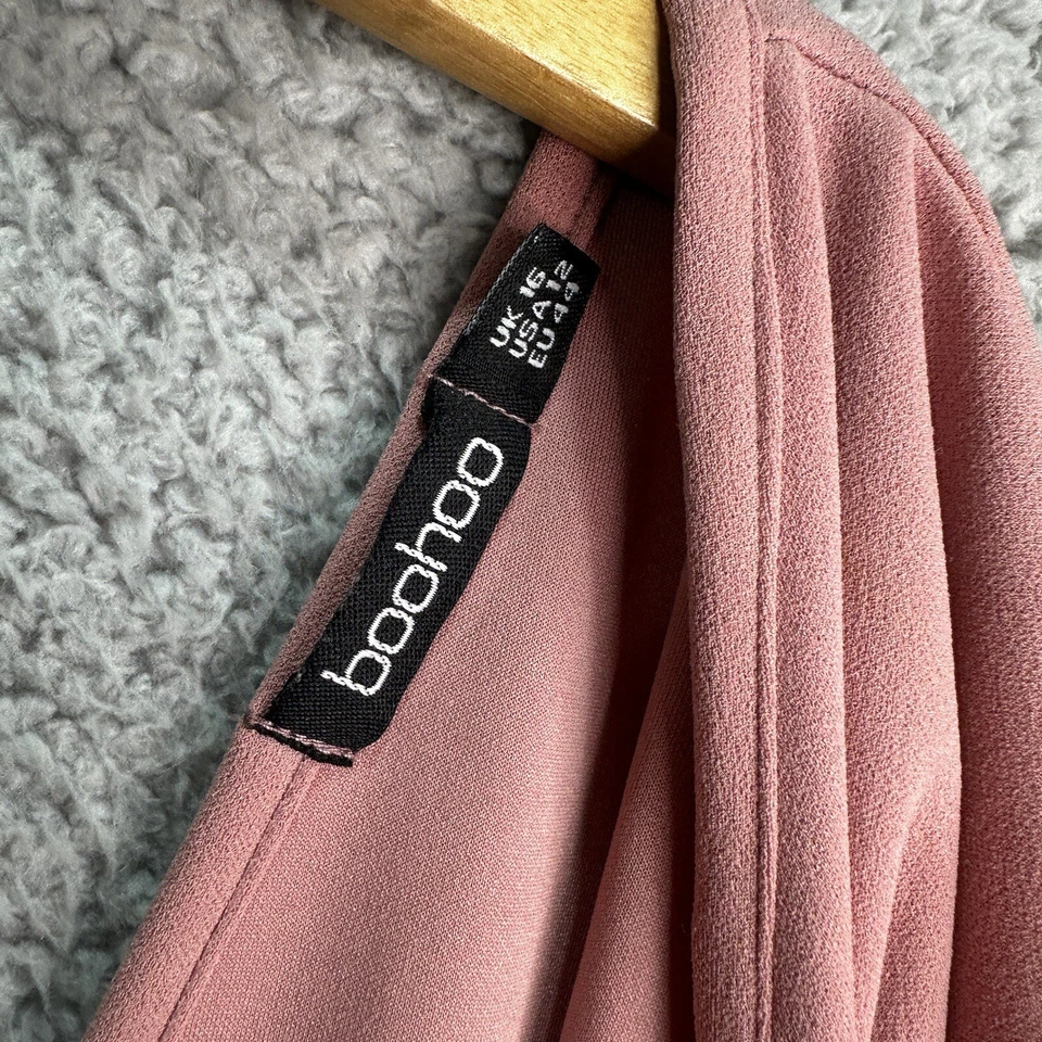 Boohoo Women's Size 16 Maternity Blush Pink Short Sleeve V Neck Midi Dress. - Image 4 of 4