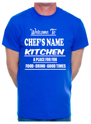 Personalisiertes T-Shirt Erwachsene Willkommen in der Kochküche Ihr Name Kneipe Name 