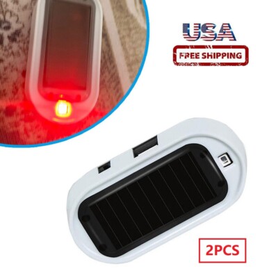 2×Strobe Fake Solar Car Alarm LED Light Security System Warning Anti-theft Flash