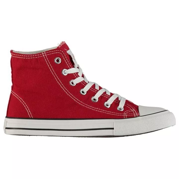 LEE COOPER RETRO RED WHITE HI TOP BASEBALL BOOTS TRAINERS BNIB