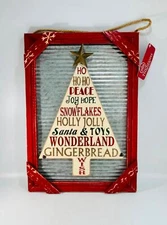 Winter Wonder Lane Galvanized Metal Christmas Tree Rustic Wall Decor 16"x11.25"
