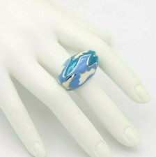 ARTIST RING SILVER 925 ITALY MADE INSPIRED BY FAMOUS ARTIST ENAMEL RING SIZE 7