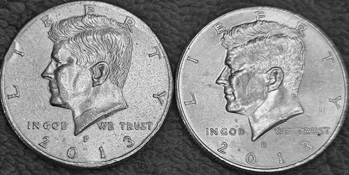 2- 2013 Kennedy half dollar coins 1P &1D