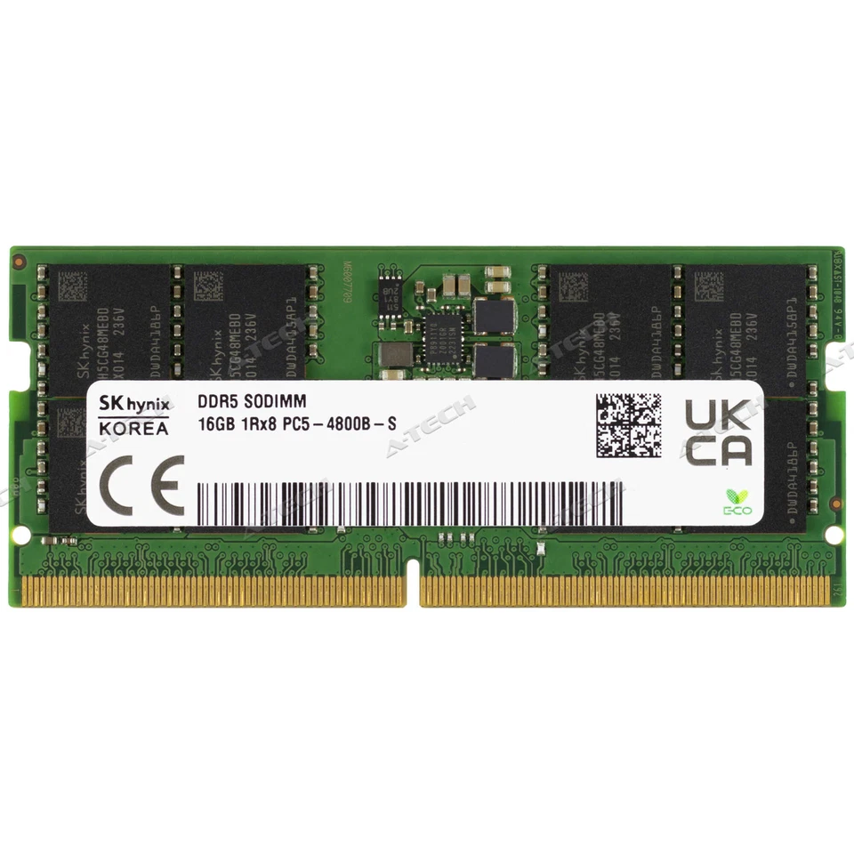 Memoria RAM Hynix 16 GB 1Rx8 PC5-4800 SODIMM DDR5-38400 262 pines sin ECC para computadora portátil 1x