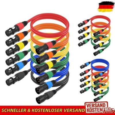 4/5/6 Pack 3-Pin Balanced Shielded XLR Cable Multi Colored Male To Female