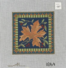 Amanda Lawford HandPainted 1864 Fall Leaf 13 ct Needlepoint Canvas 7 x 7