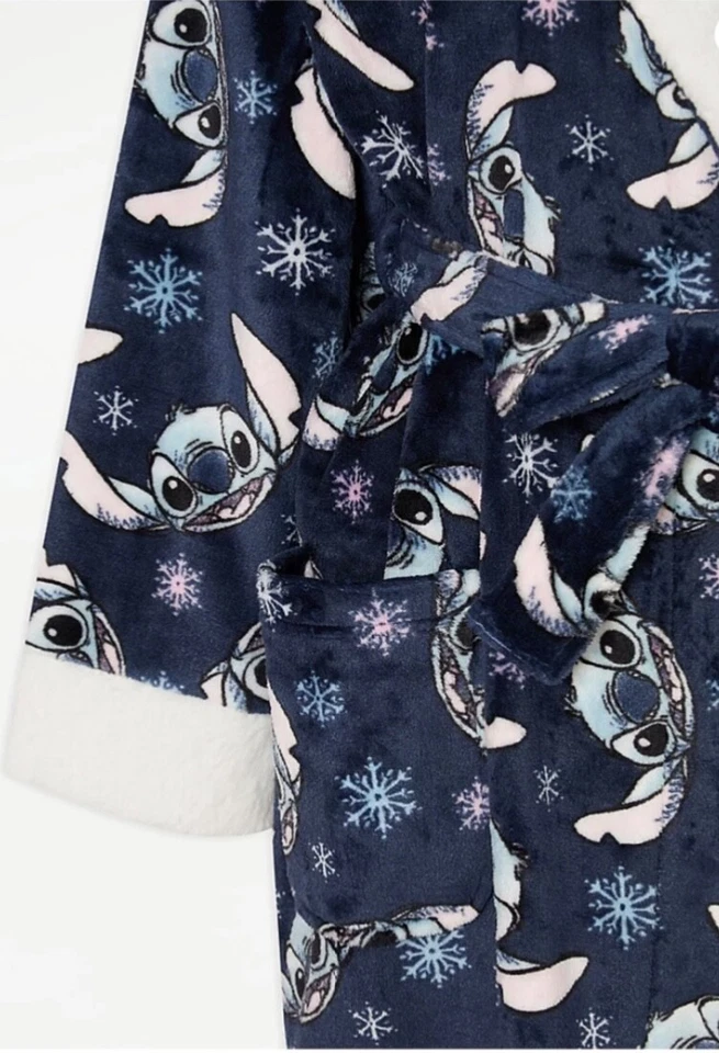 Disney LILO & Stitch Snowflake Soft Fleece Hooded Dressing Gown Women Size 4-18 - image 4 of 4