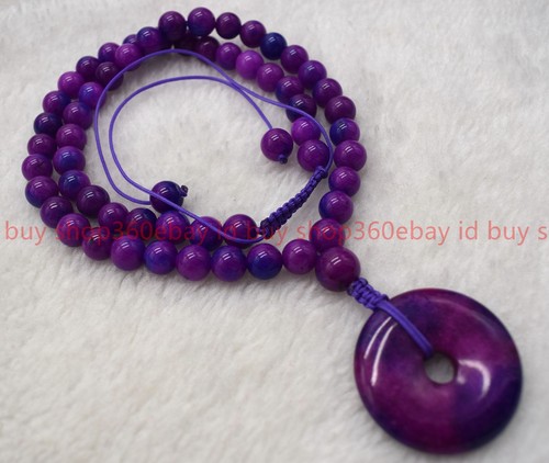 Natural 6/8/10/12mm Purple Sugilite Round Gemstone Beaded Pendant Necklace 18in - Picture 8 of 12