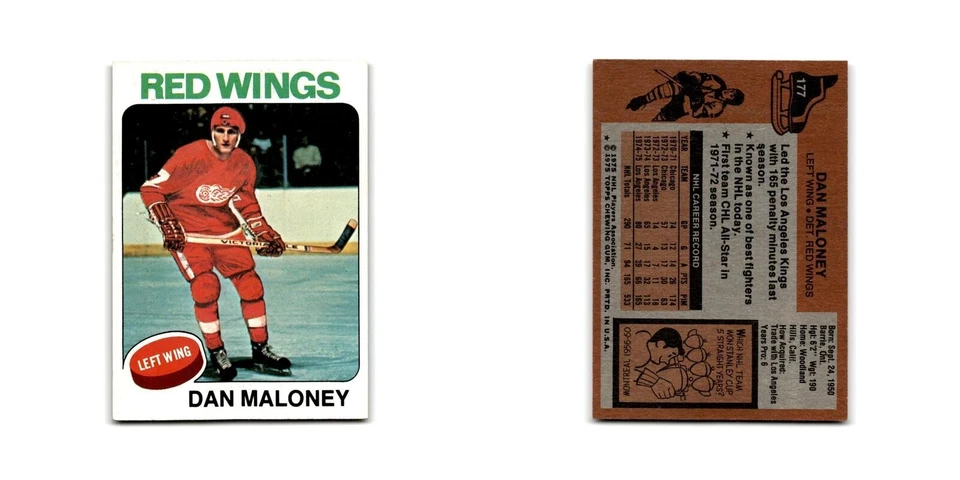 1975 Topps Dan Maloney Detroit Red Wings #177 - Image 3 of 3