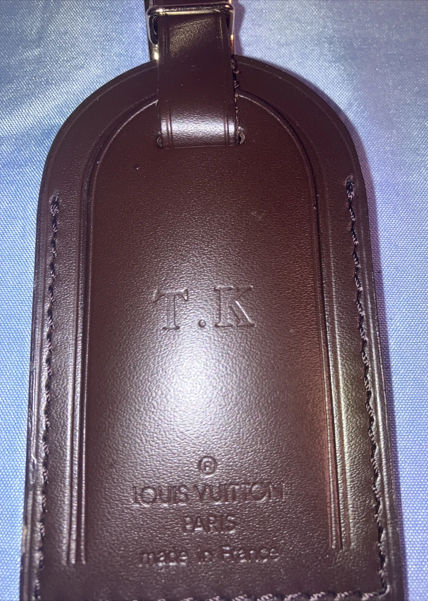 Authentic LOUIS VUITTON Name tag initials T.U Dark Brown