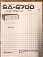 Pioneer SA-6700 Amplifier Owner / User Manual Original 