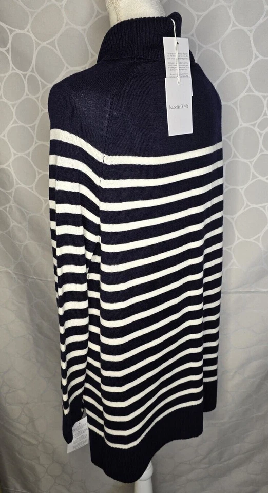 Isabella Oliver M Maternity Sweater Tunic 100% Merino Wool Striped Turtleneck - Image 3 of 4