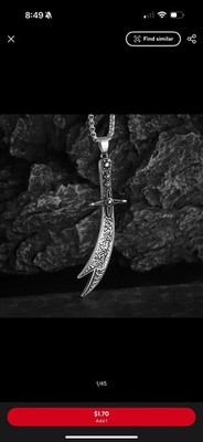 Islamic Imam Ali Zulfiqar Sword Pendant Necklace for Men and Women With Necklace