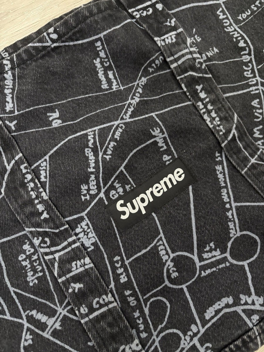 Supreme Gonz Map Denim Tote Bag SS19 Black Backpack Patchwork Supreme Gonz Map Denim Tote Bag SS19 Black Backpack Patchwork
