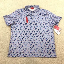 Redvanly Polo Shirt Mens 2XL Floral Blue Lavender Leone