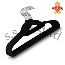 Velvet Hangers Thin Non-Slip Clothes Coat hangers for Suits, Jackets Black 50PCS